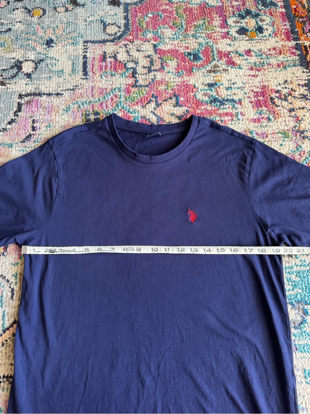 U.S. Polo Assn. Men’s Navy Short Sleeve Crewneck Tee with Red Logo (100% Cotton) - Picture 8 of 9